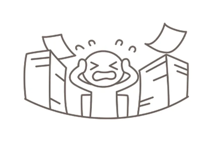 建設業許可申請をご自分で手続きする場合に悩んでいる人のイラスト